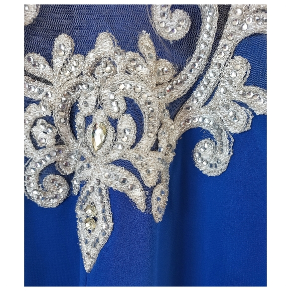 Vintage Royal Blue Embelled Gown by LARA - Picture 5 of 8